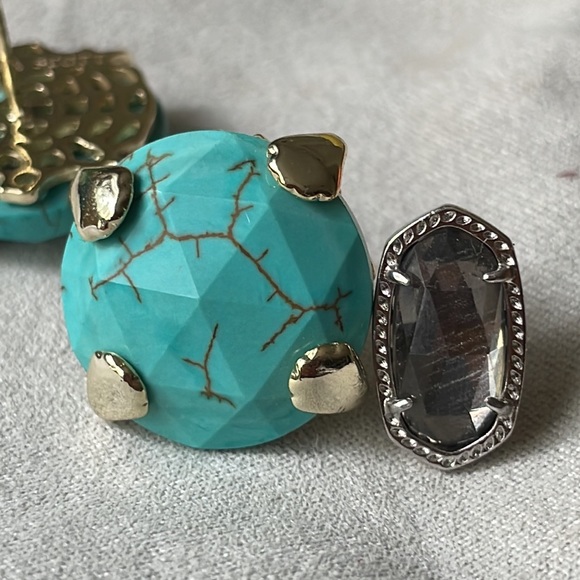 Kendra Scott Hillary turquoise stud button earrings gold frames - Picture 4 of 4